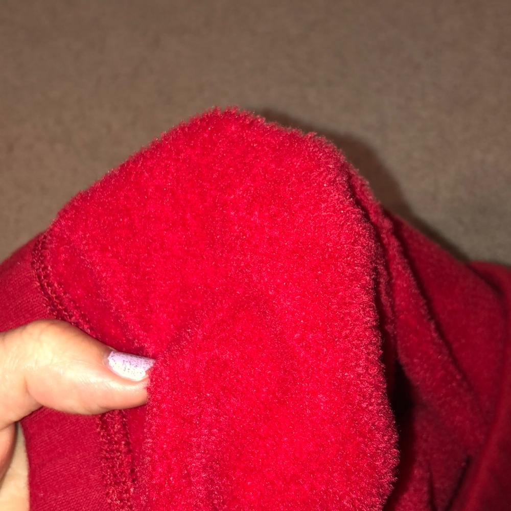Red fuzzy leggings